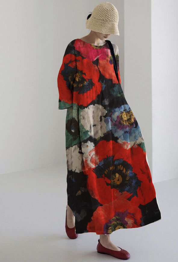 Robe d'Été Fleurie Rose
