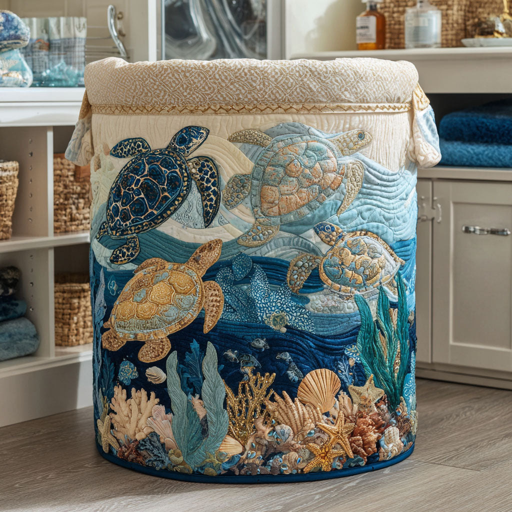 Panier Matelassé | Tortues de Mer et Coquillages