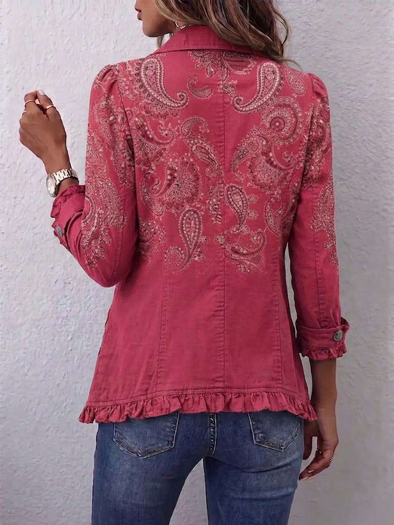 Amandine | Veste Cachemire Rose à Volants