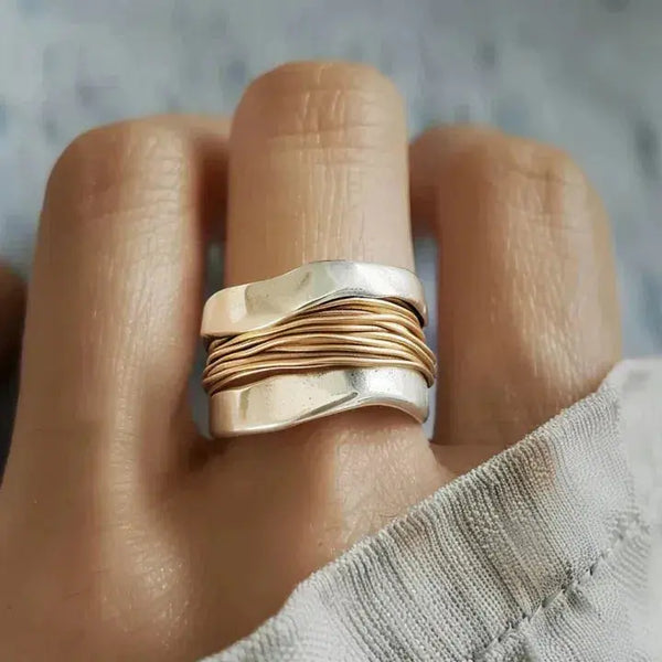 Carmen — Bague en Argent au Fil Doré