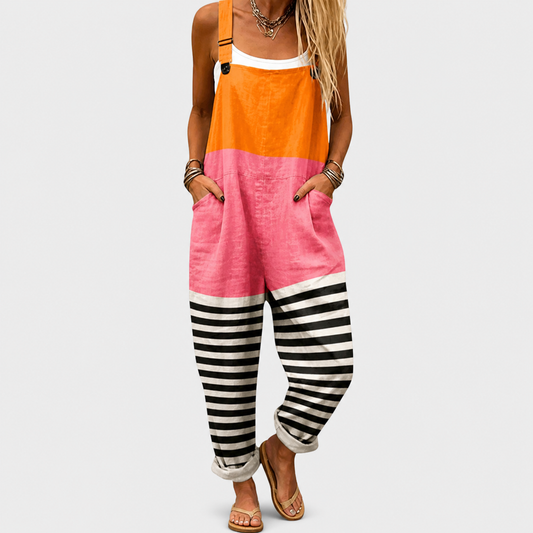 Léa | Combinaison Imprimée Orange, Rose et Noir