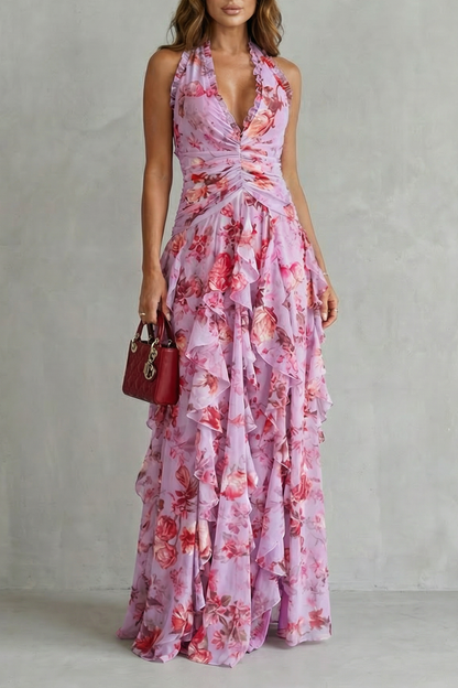Robe Longue Élégante à Col Halter - Maison de Lune