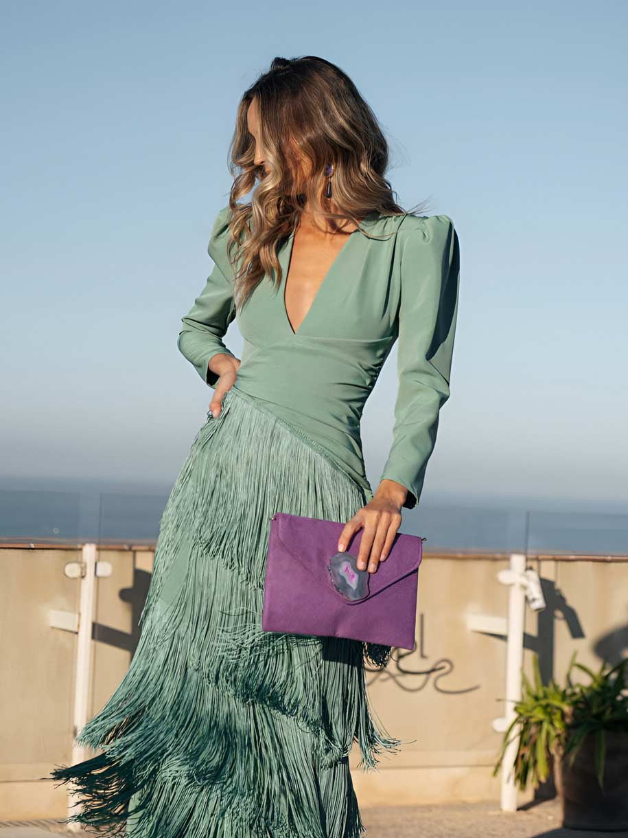 Robe Évasée en Franges Élégantes - Maison de Lune