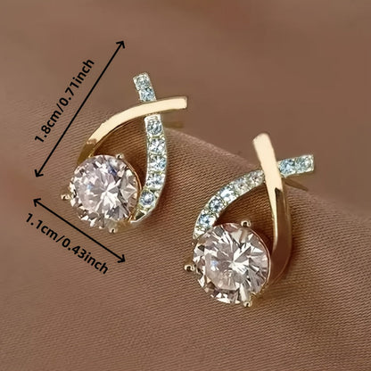 Soledad — Boucles d'Oreilles Croix Dorée et Zircone