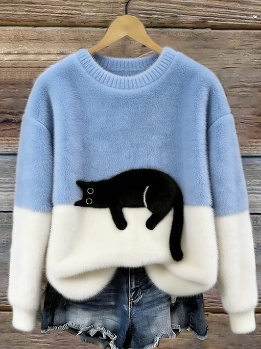 Bonnie™ — Pull Oversize Imprimé Chat