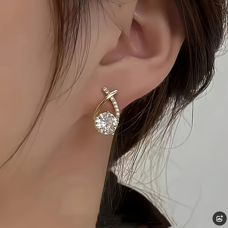 Soledad — Boucles d'Oreilles Croix Dorée et Zircone
