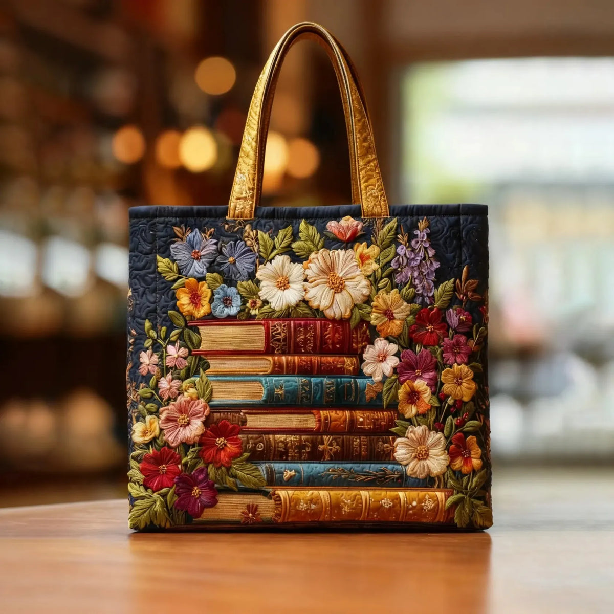 Sac Artisanal Matelassé | Imprimé Floral et Livres