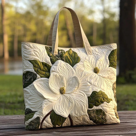 Sac Artisanal Matelassé | Élégants Lys Blancs