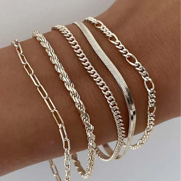Emilia — Ensemble de 5 Bracelets Dorés