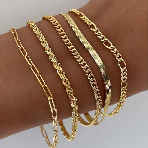 Emilia — Ensemble de 5 Bracelets Dorés