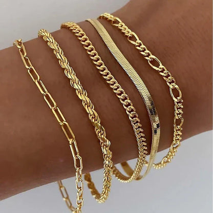 Emilia — Ensemble de 5 Bracelets Dorés
