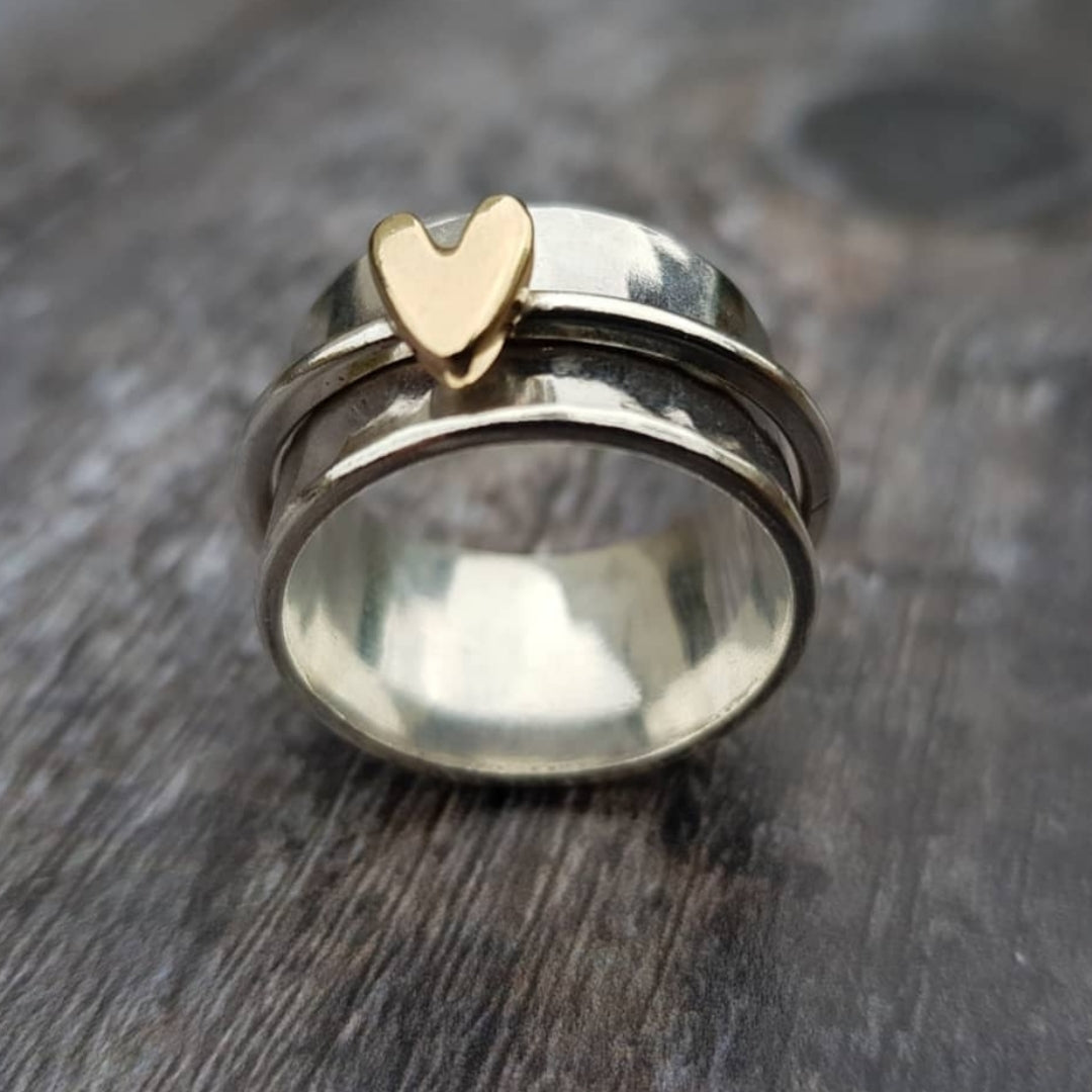 Isabel — Bague Argentée au Cœur Doré