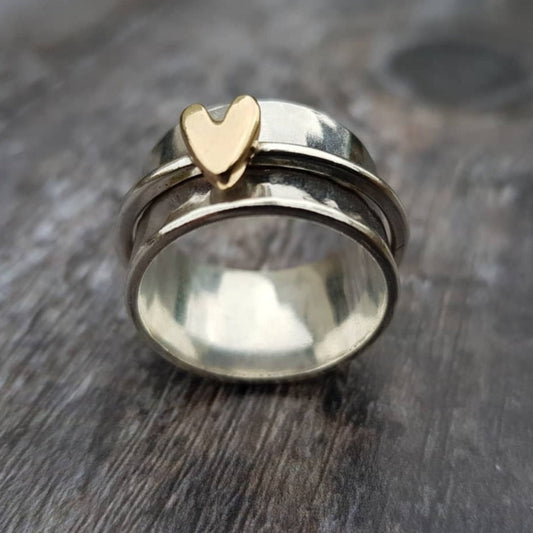Isabel — Bague Argentée au Cœur Doré