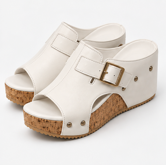 CASSIA™ | Sandales à semelle compensée en cuir
