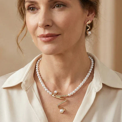 Almudena — Parure Collier et Boucles d'Oreilles Perles Naturelles