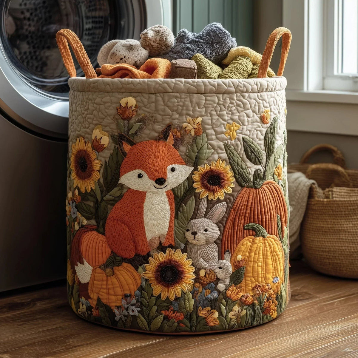Panier Matelassé | Renard, Lapins et Citrouilles