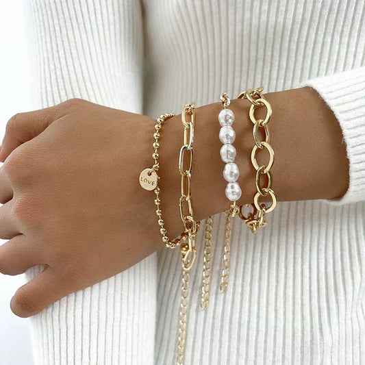 Consuelo — Ensemble de Bracelets Dorés aux Perles