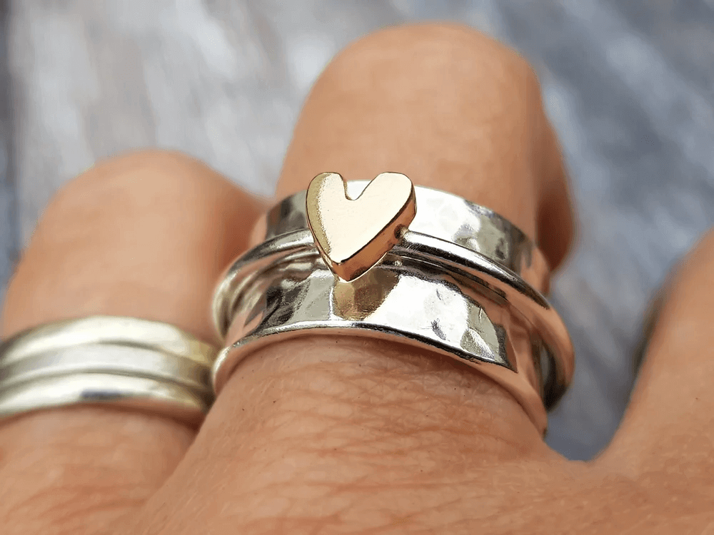 Isabel — Bague Argentée au Cœur Doré