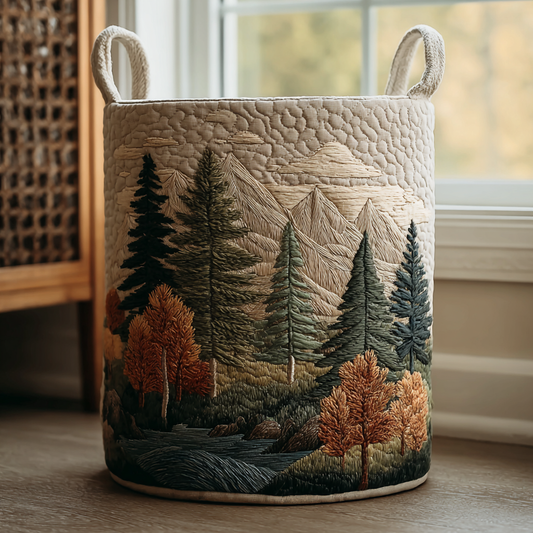 Panier Matelassé | Paysage de Montagne et Forêt