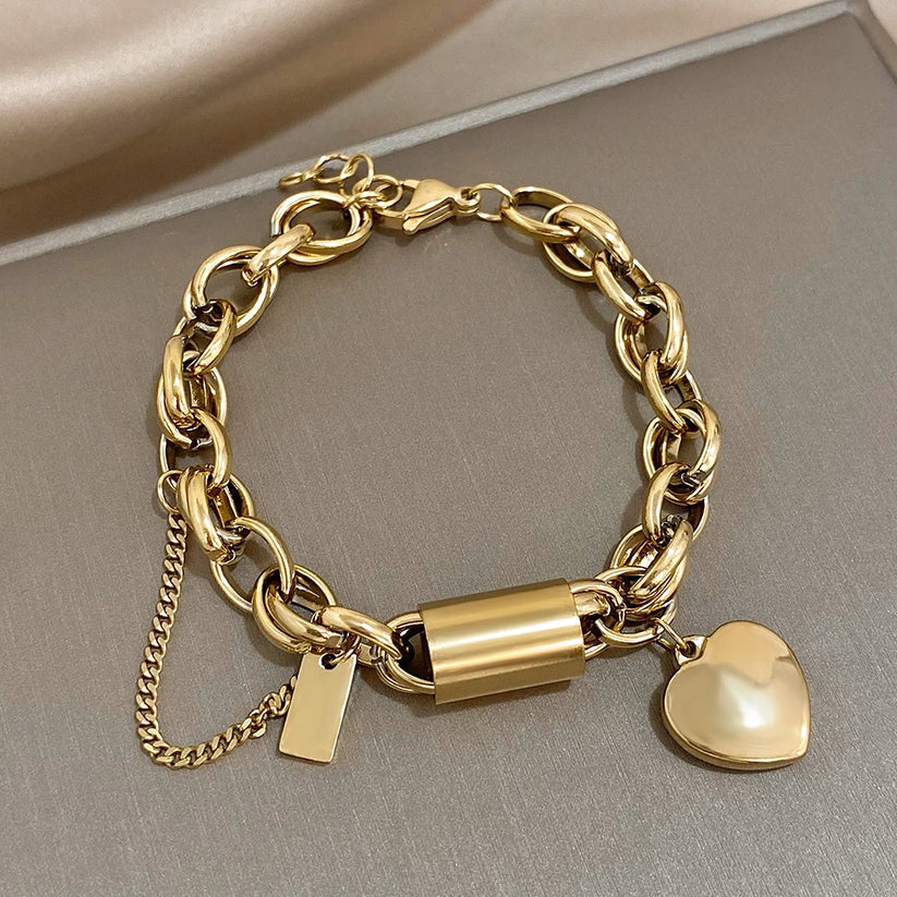 Guadalupe — Bracelet Pendentif Cœur Doré