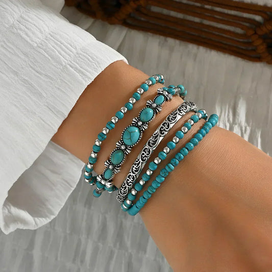 Verónica — Ensemble de Bracelets Perles Turquoise