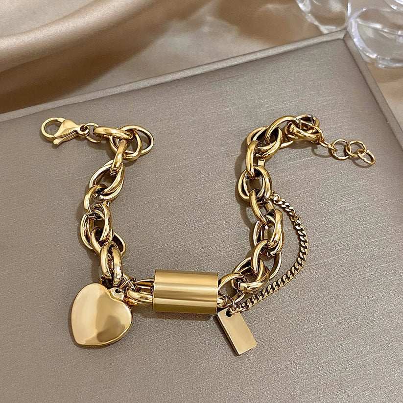 Guadalupe — Bracelet Pendentif Cœur Doré