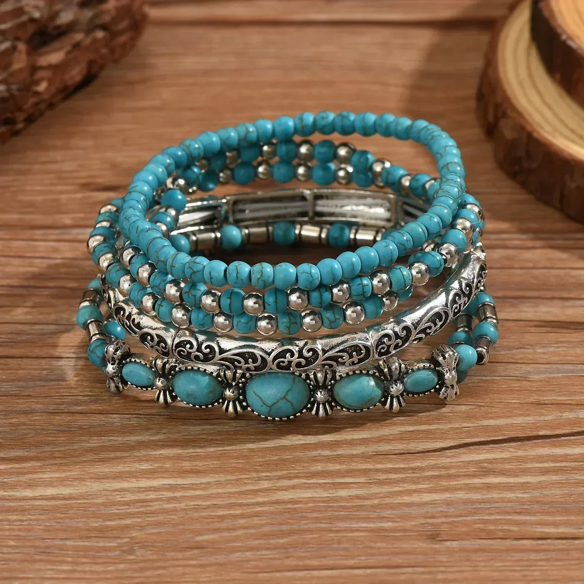 Verónica — Ensemble de Bracelets Perles Turquoise