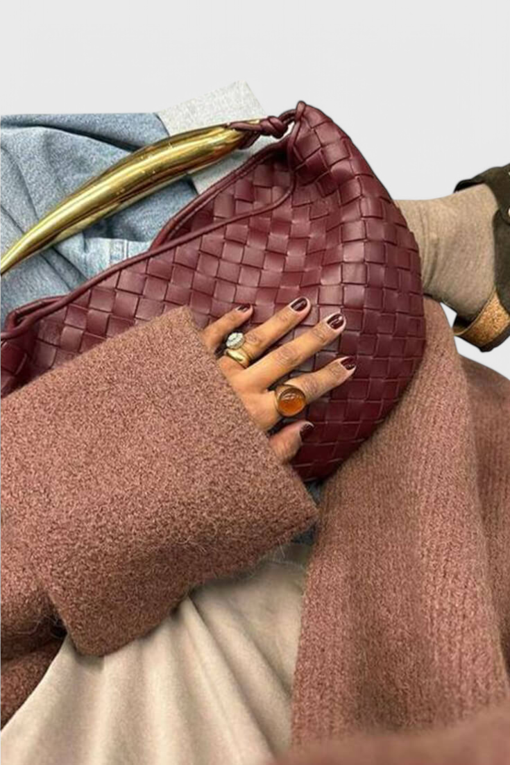 Gerda™ | Sac tissé à poignée dorée