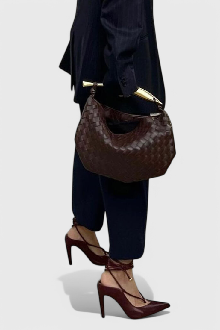 Gerda™ | Sac tissé à poignée dorée