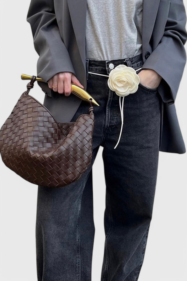 Gerda™ | Sac tissé à poignée dorée