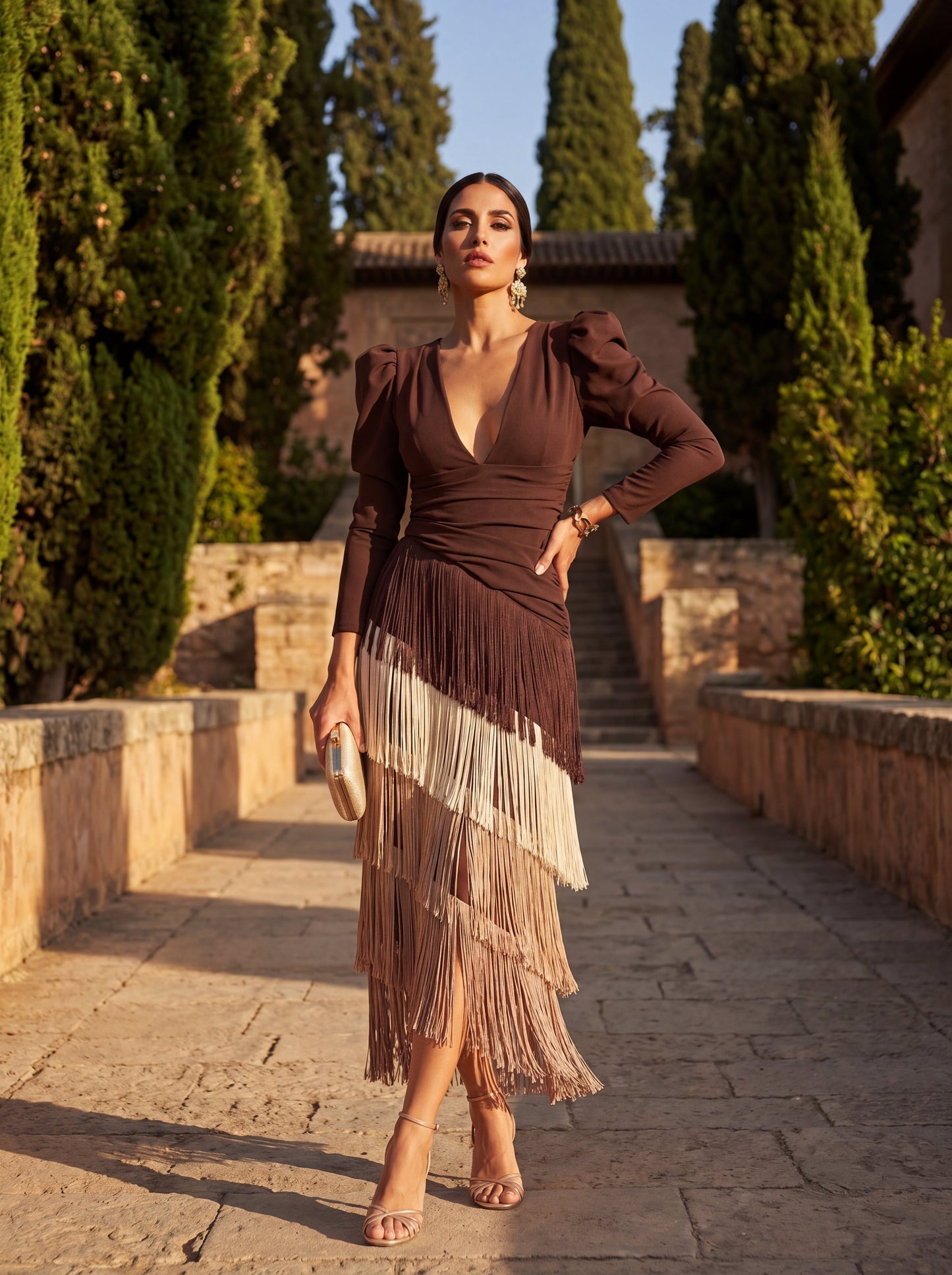 Robe Évasée en Franges Élégantes - Maison de Lune