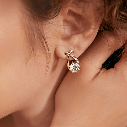 Soledad — Boucles d'Oreilles Croix Dorée et Zircone
