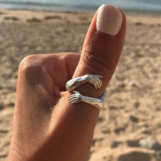 Ángeles — Bague Étreinte Argentée Ajustable