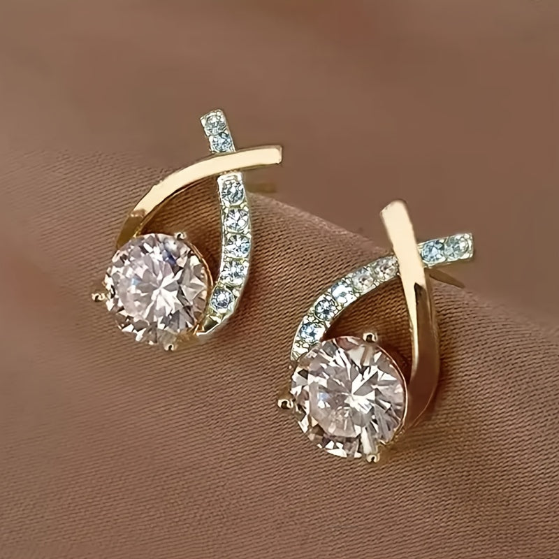 Soledad — Boucles d'Oreilles Croix Dorée et Zircone