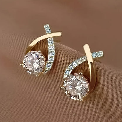 Soledad — Boucles d'Oreilles Croix Dorée et Zircone