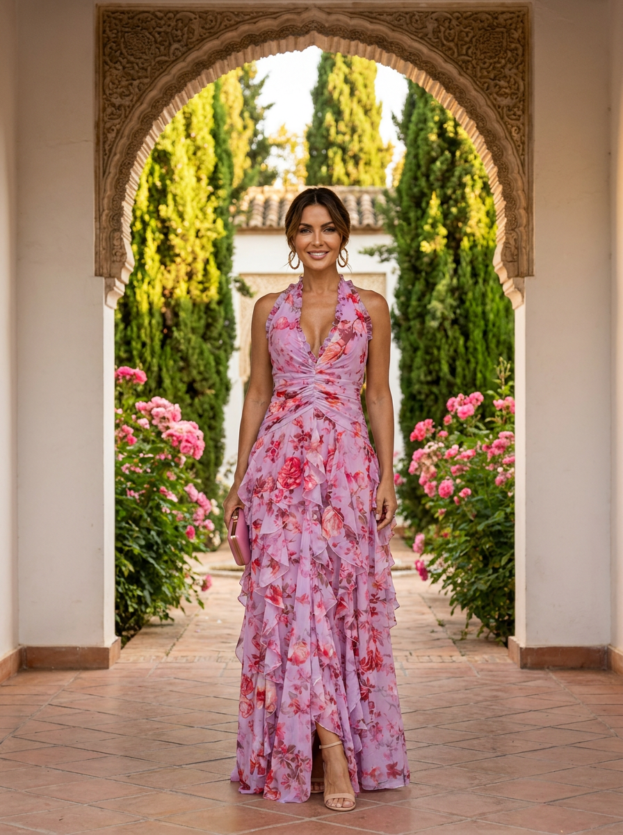 Robe Longue Élégante à Col Halter - Maison de Lune