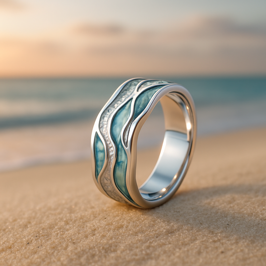 Regina — Bague Vagues Turquoise en Argent