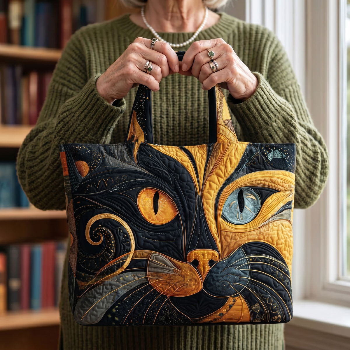 Sac Artisanal Matelassé | Chat Mystique