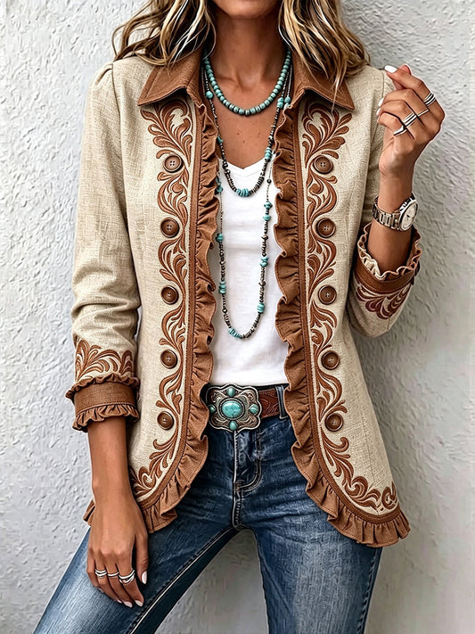 Aurélie | Veste Florale Brodée à Volants
