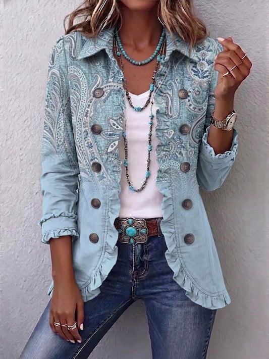 Émilie | Veste Cachemire Vintage à Volants