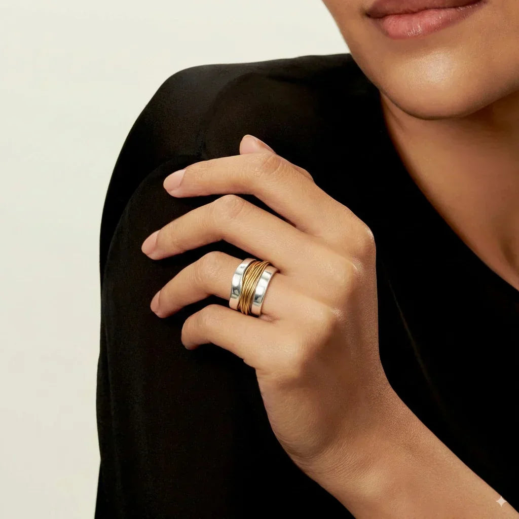 Carmen — Bague en Argent au Fil Doré